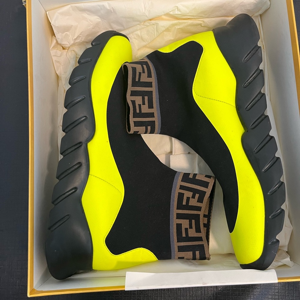 NEON GREEN FENDI SOCK SNEAKERS JUST IN TIME FOR THE SUMMER FUNK FRESH COLOR !!